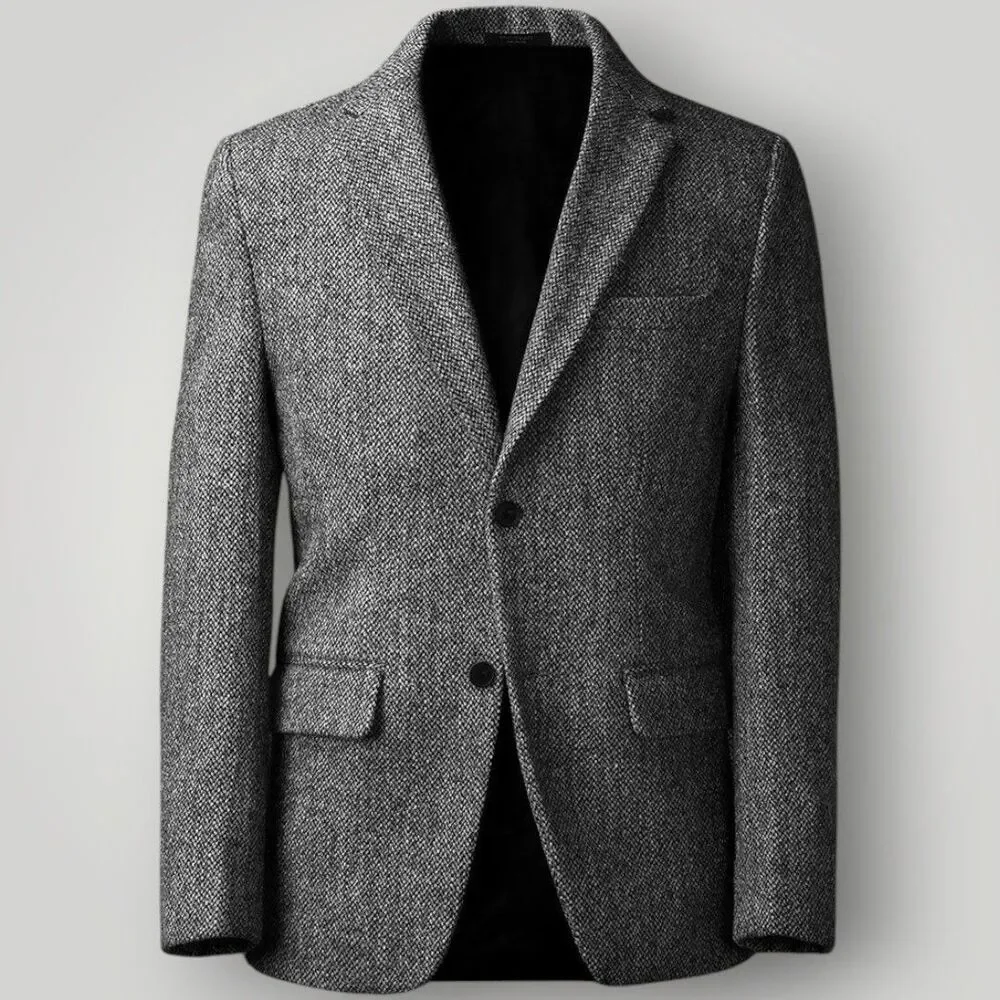 TOMMY HILFIGER Mens Sport Coat 46R 2-Button Blazer Jacket Gray Wool Blend Tweed